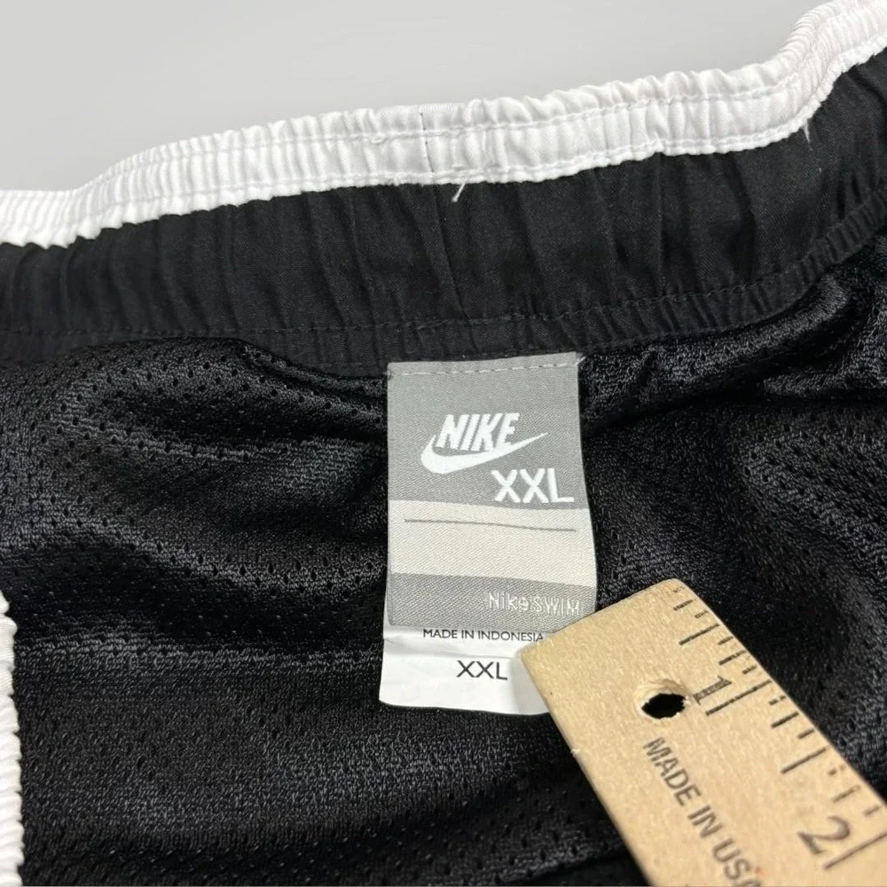Vintage Nike Swim‎ Shorts Mens 2XL Black Red Mesh Lined Trunks T95502B1